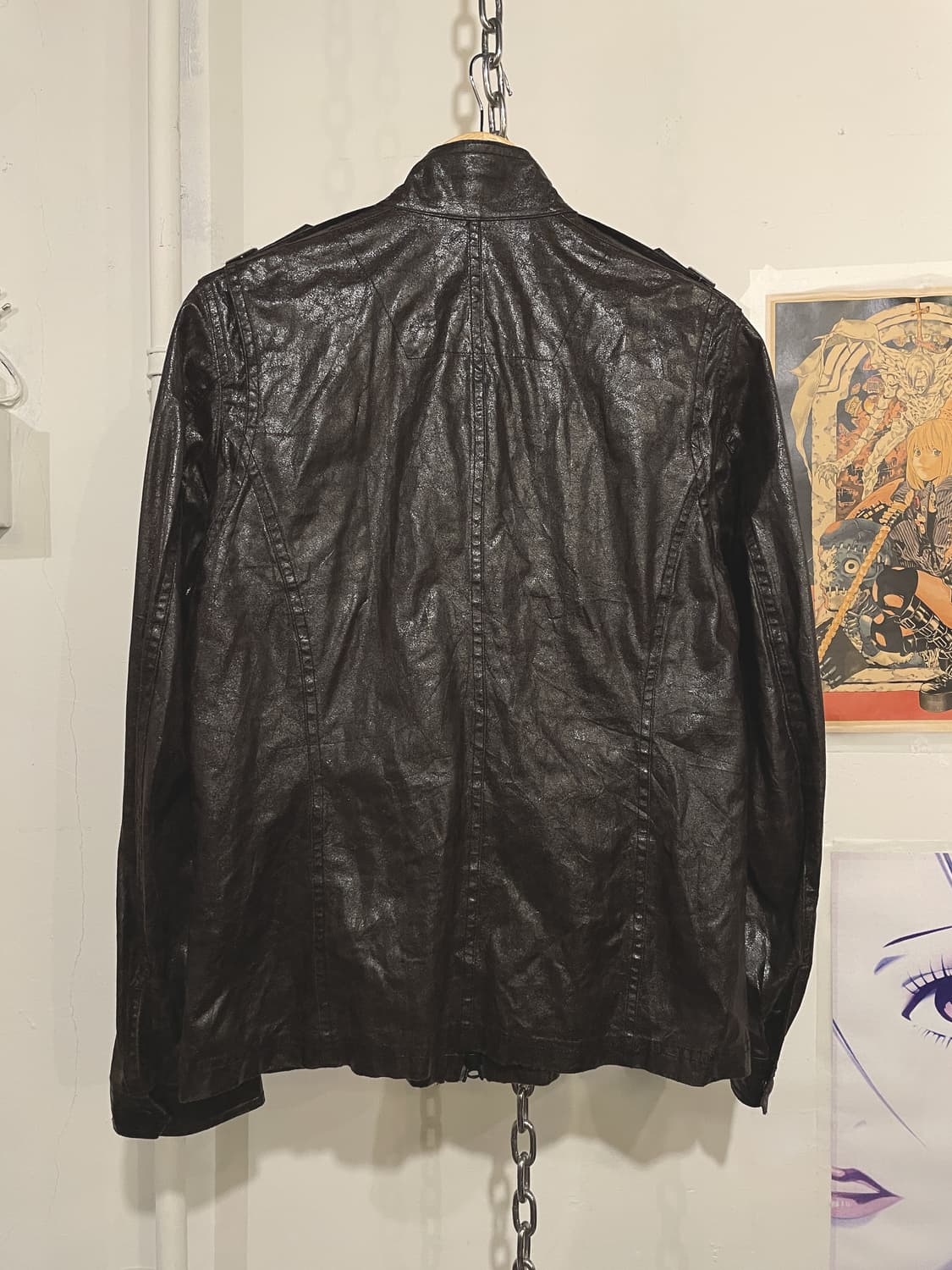 nicole club 딥브라운 글리터 페이크 레더 자켓 상품이미지4