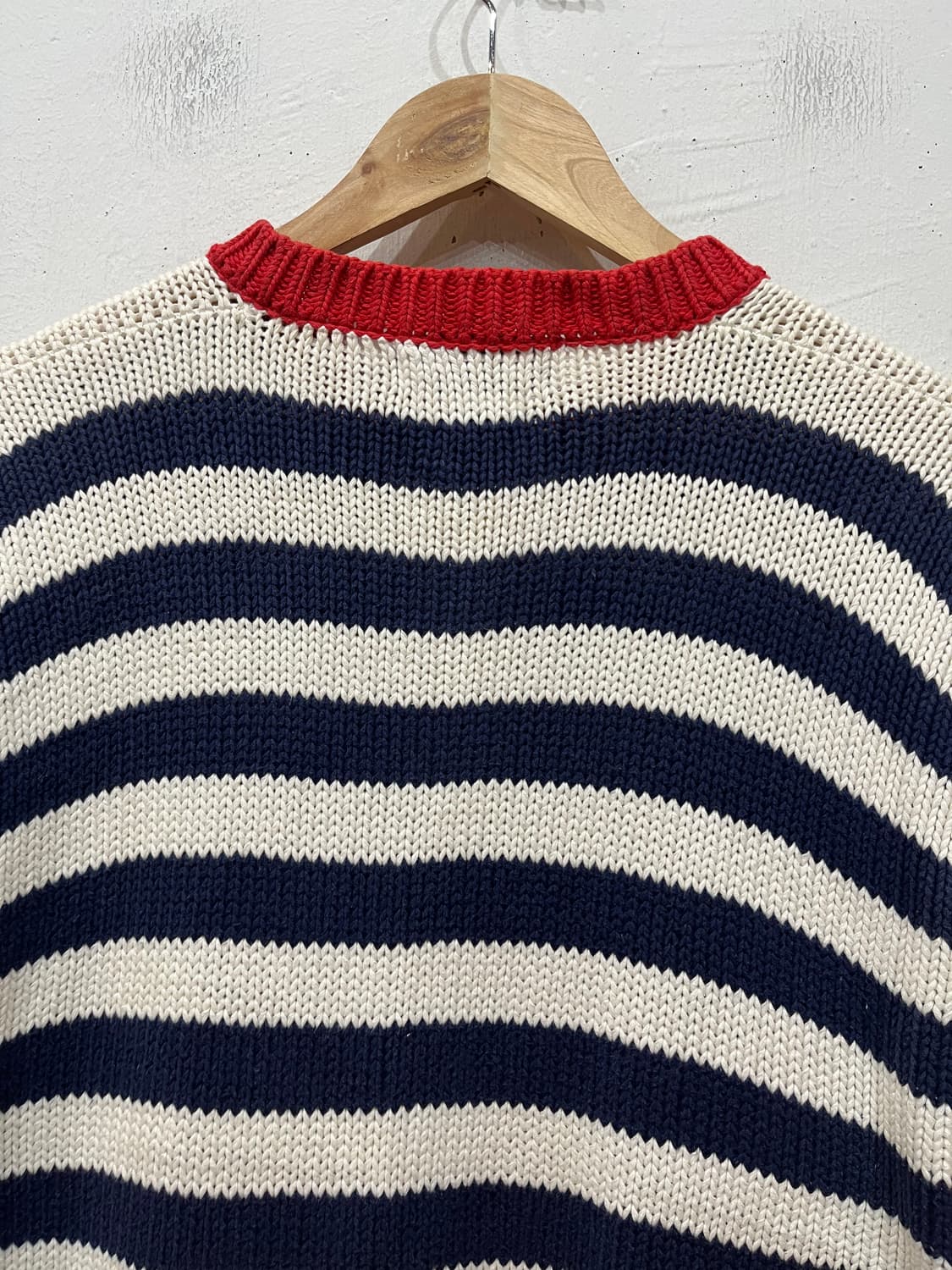 90년대 폴로랄프로렌 헨리넥 보더 로우게이지 니트 스웨터 XL 상품이미지6