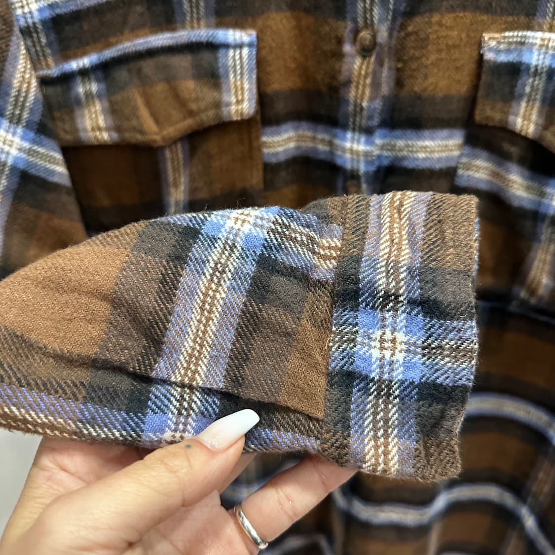 빈티지 브라운 체크 플란넬 셔츠M 상품이미지3