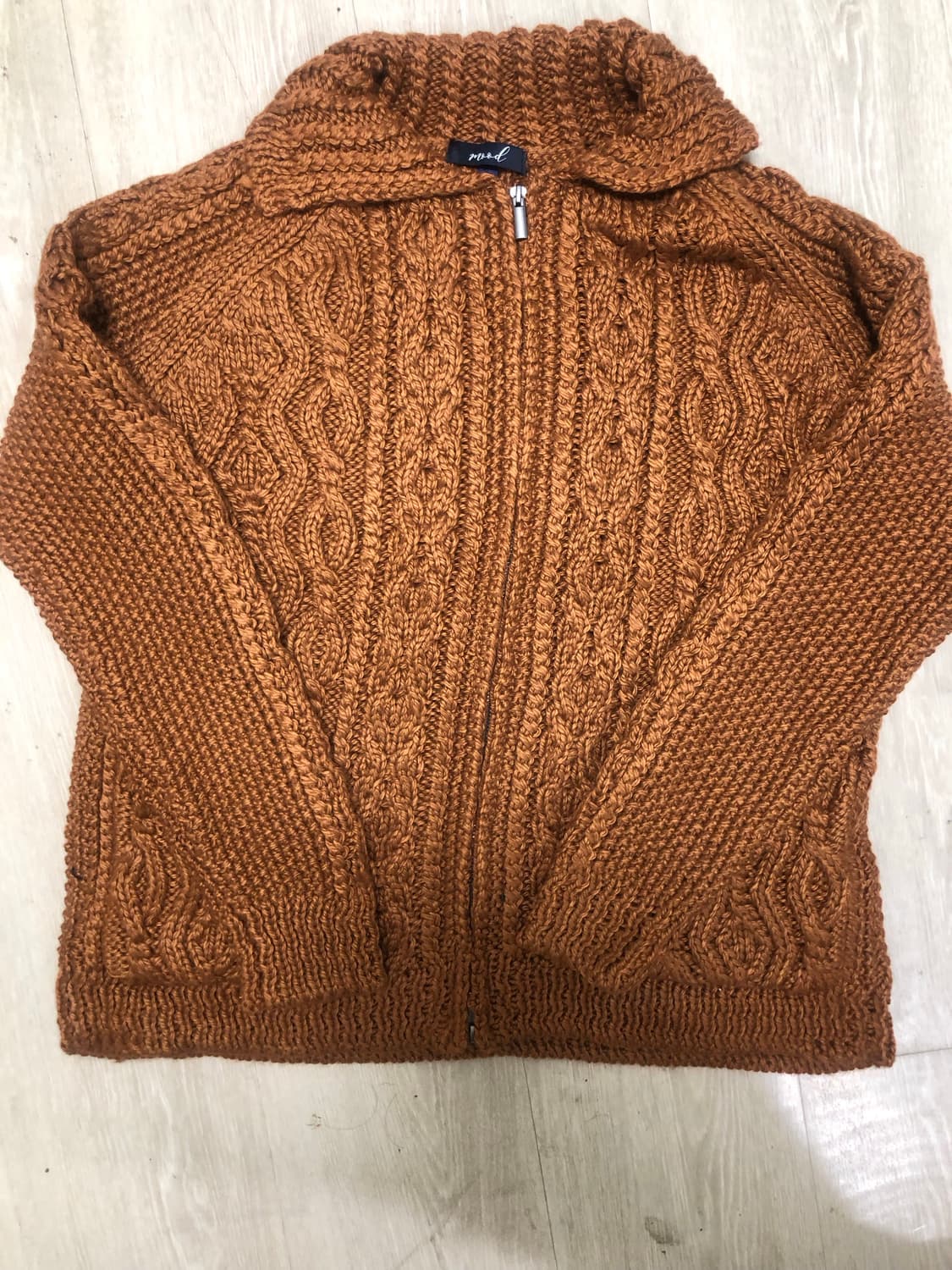 오렌지색상 니트집업 새 상품 XL 105 상품이미지1