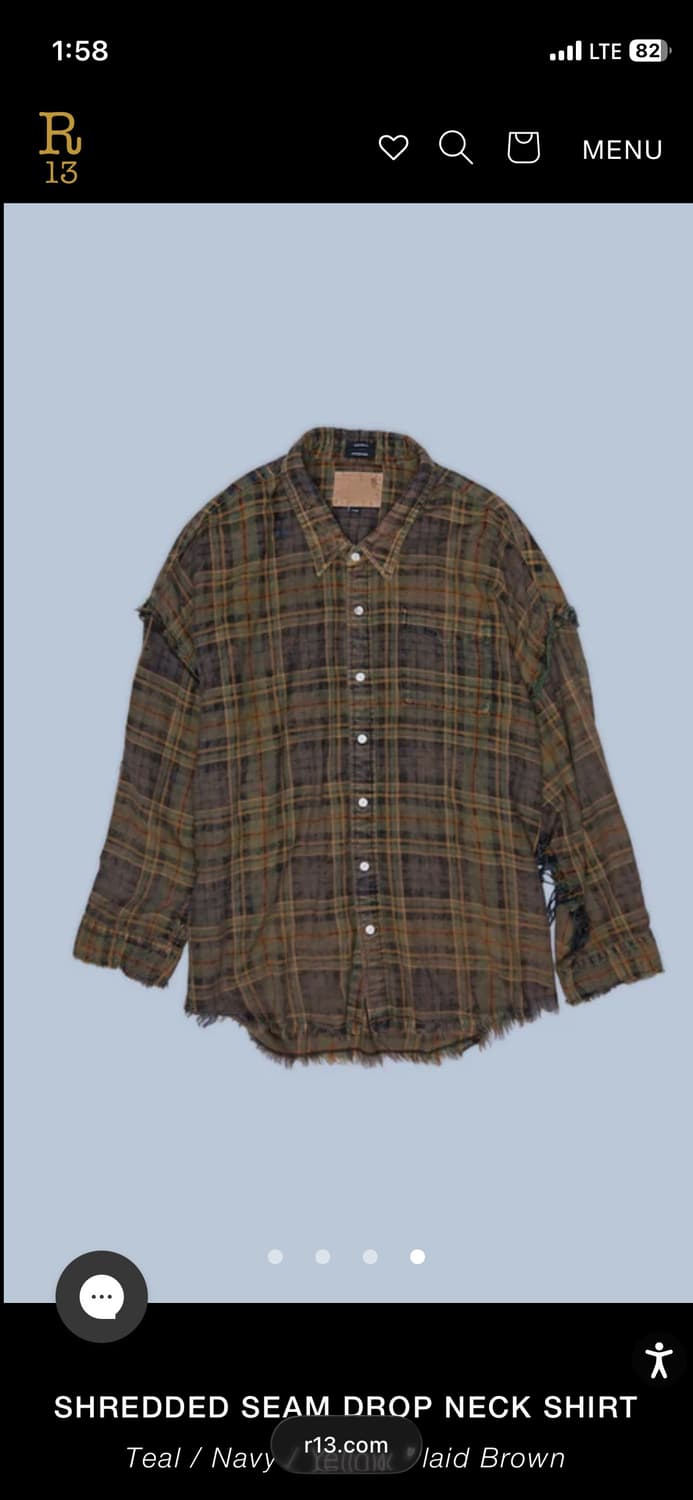 R13 슈레디드 심 셔츠 S 새상품 상품이미지5