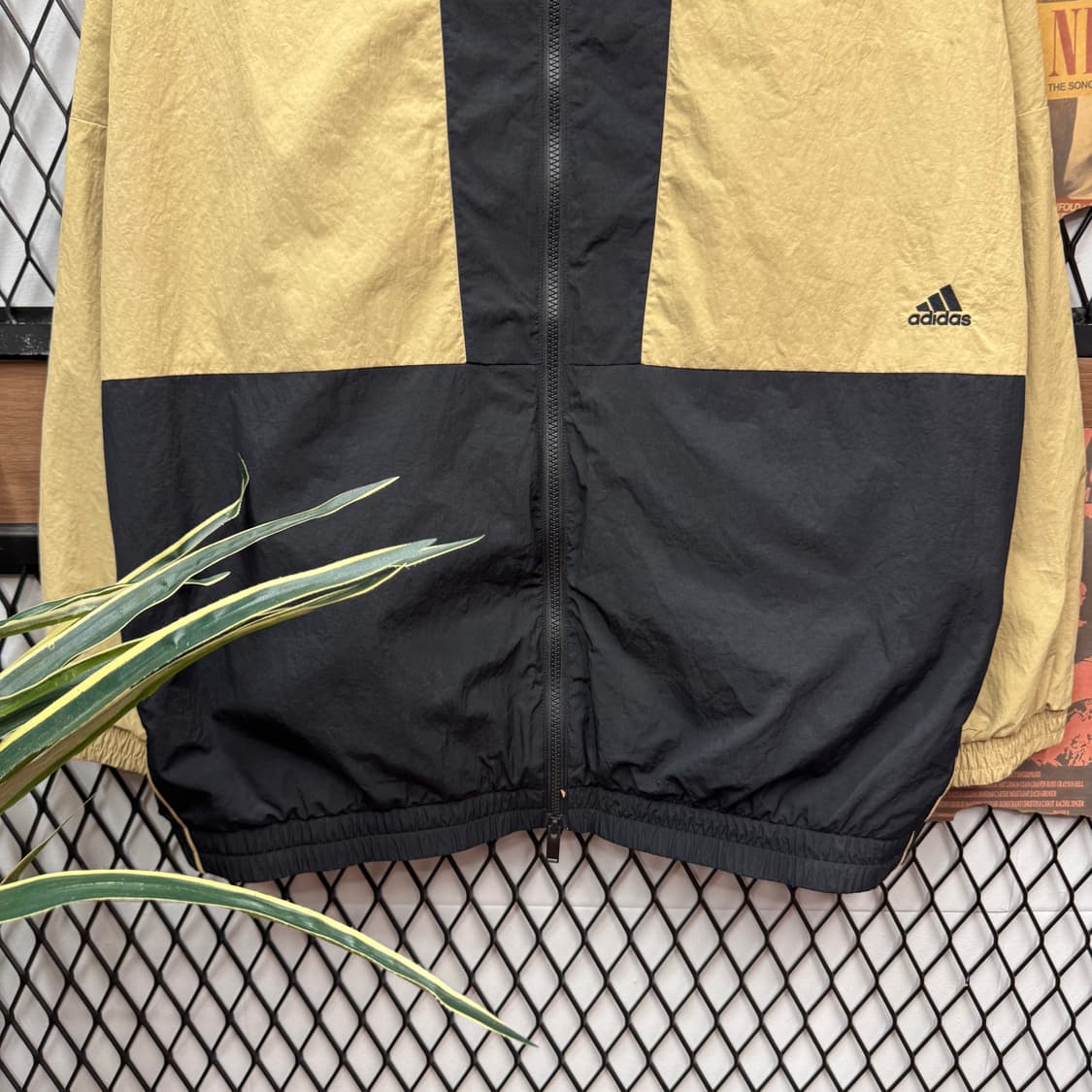 아디다스 워드 우븐 자켓 후면 프린팅 포인트 블랙 베이지 상품이미지4