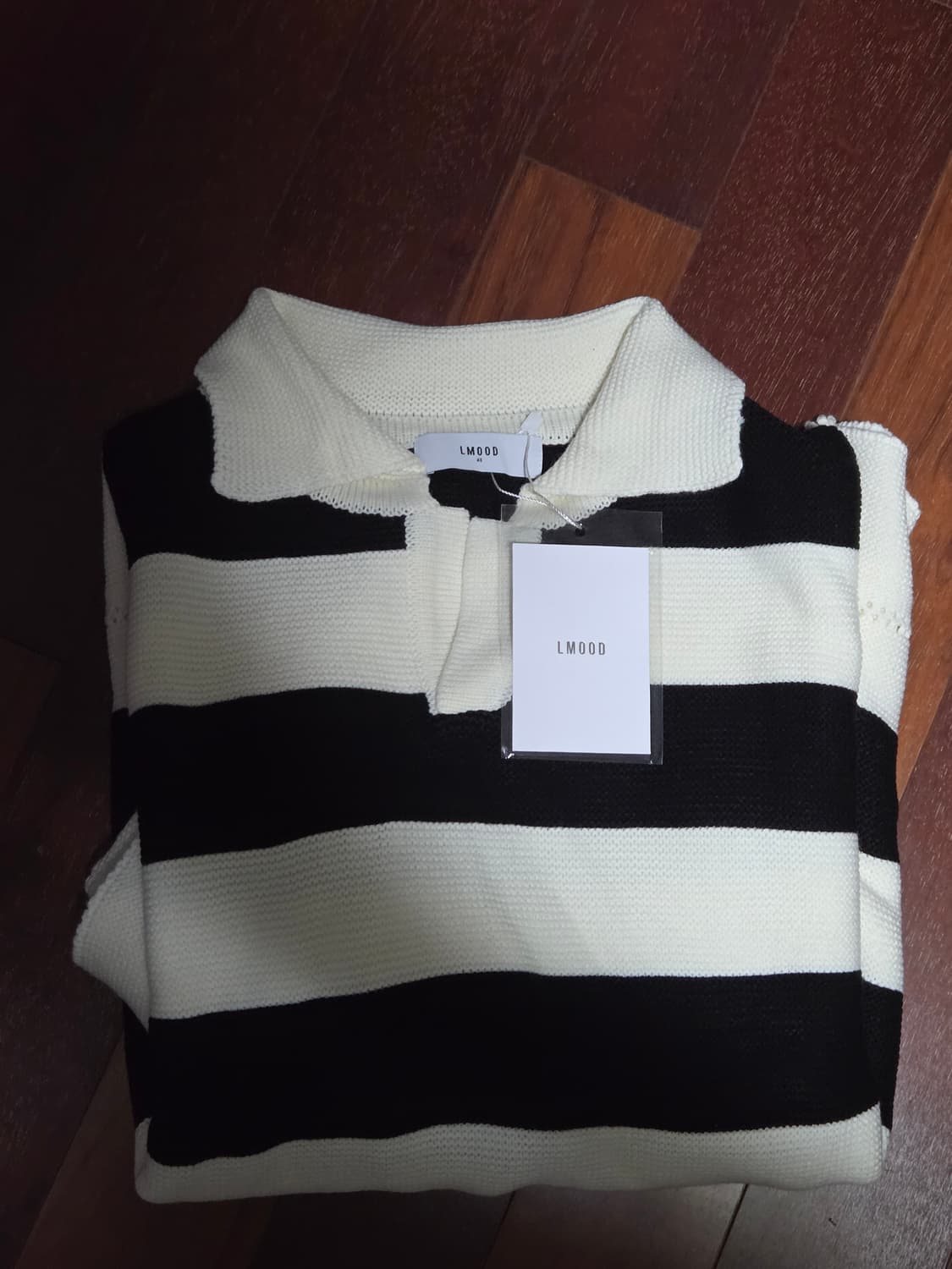 [48] 엘무드 프레피 스트라이프 니트 크림 새상품 상품이미지3