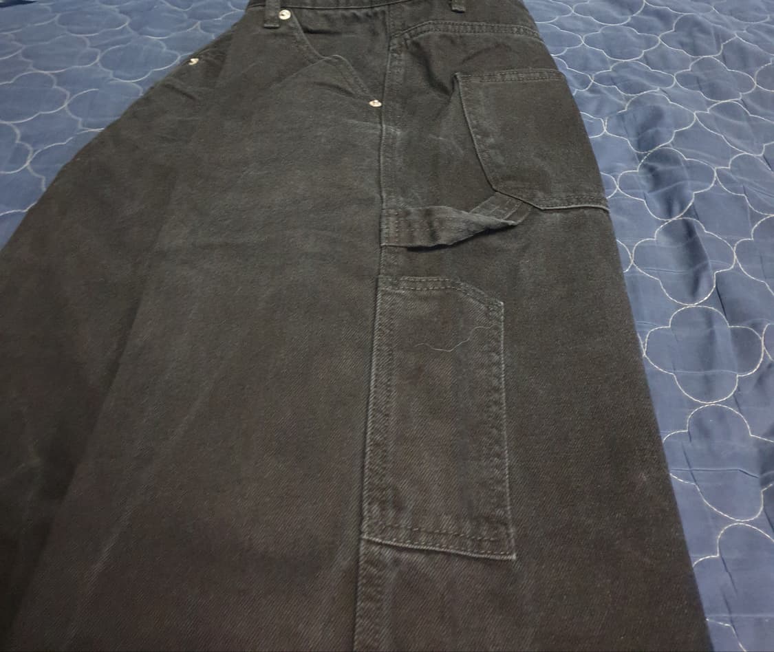 (숏버전) CORE DE 사이드 더블포켓 워시드 카펜터 데님팬츠 흑청 L 상품이미지3