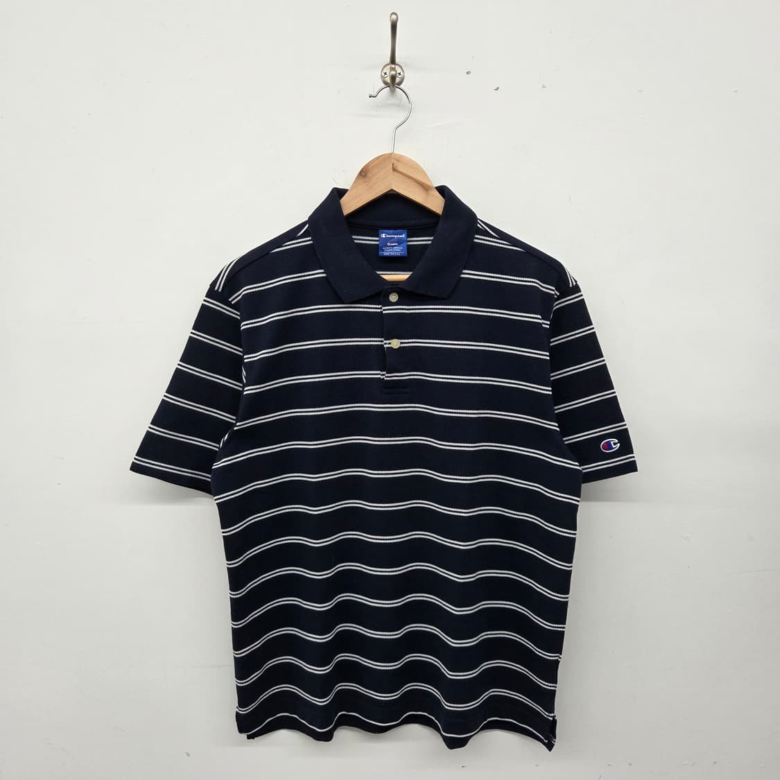 챔피온 스트라이프 반팔 카라티 네이비 남m 상품이미지1
