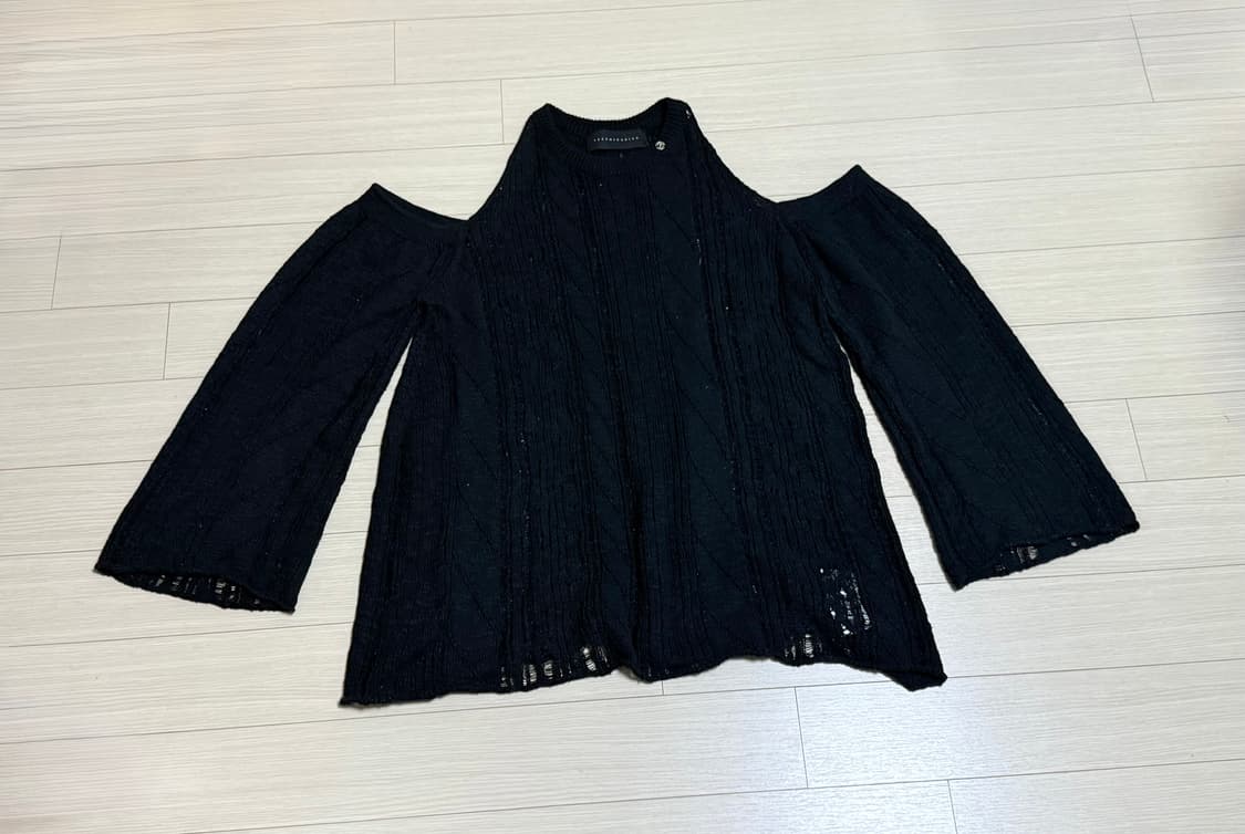 (장원영 착용) 트리밍버드 오프숄더 케이블 니트 상품이미지3