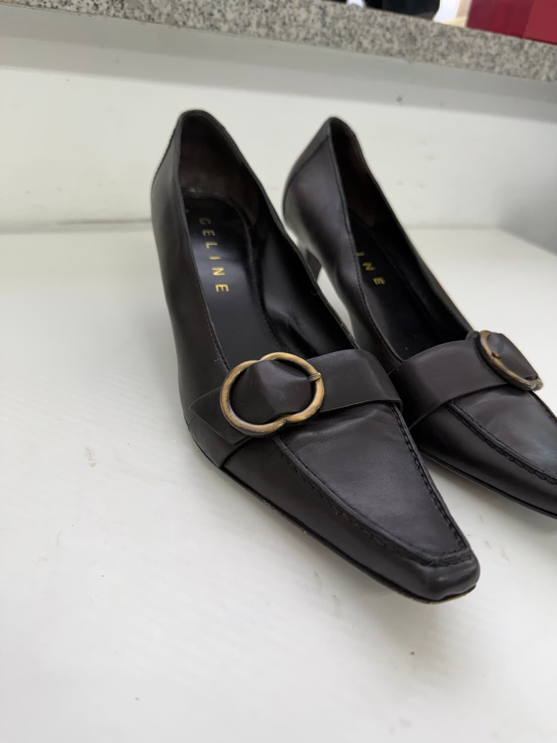 정품) 셀린느 블랙 레더 버클 로퍼 구두 37.5(245) 상품이미지3