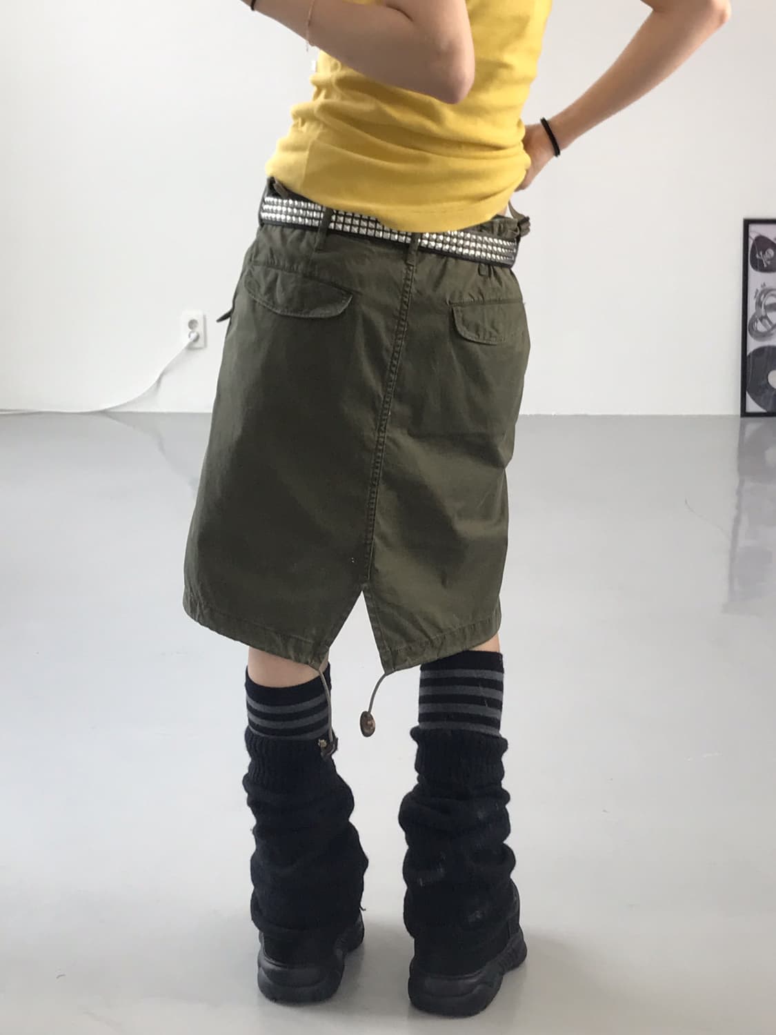 Johnbull Khaki Midi Lab Skirts 상품이미지3
