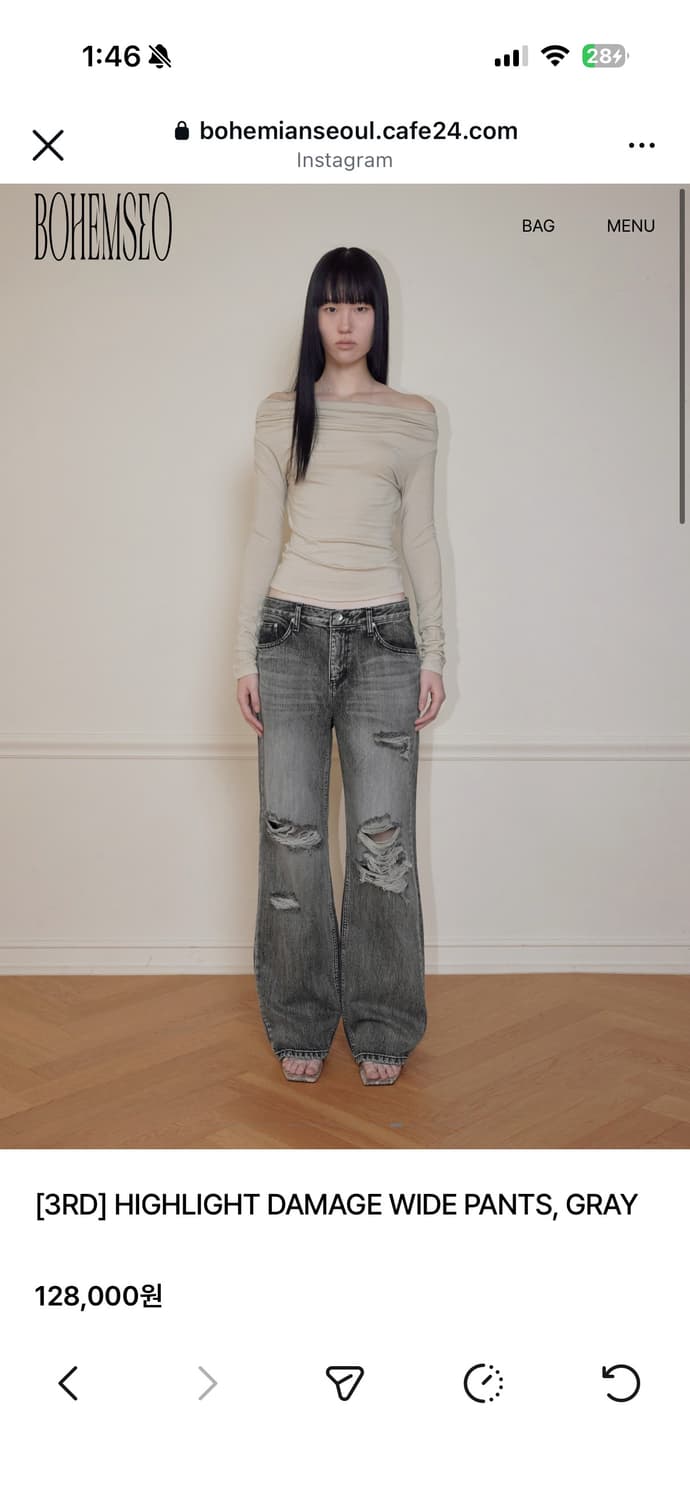 보헤미안서울 HIGHLIGHT DAMAGE WIDE PANTS 상품이미지1