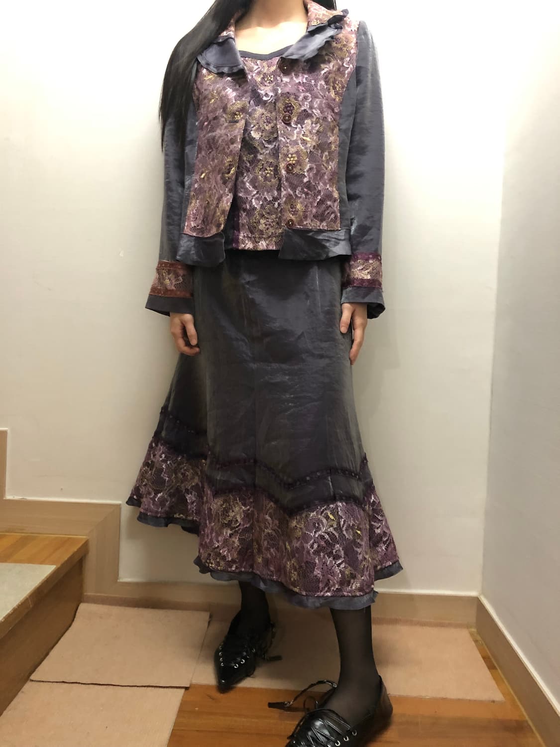 빈티지 퍼플 오리엔탈 셋업 상품이미지5