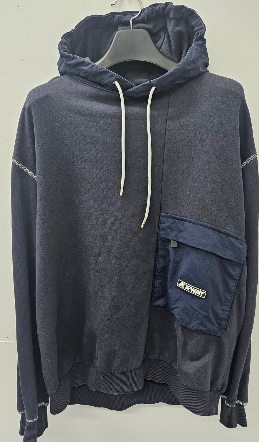 까웨(K-WAY) 네이비 우븐 패치 후드티 (2XL) 상품이미지1