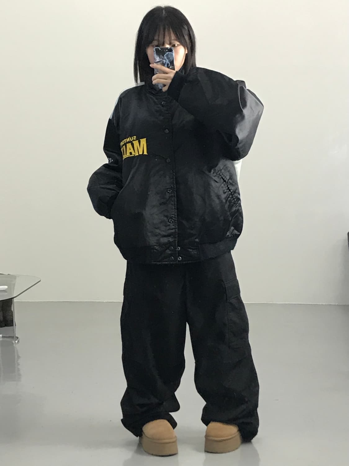 90's 산토리몰츠 빅로고 나일론 베이스볼 자켓 상품이미지3