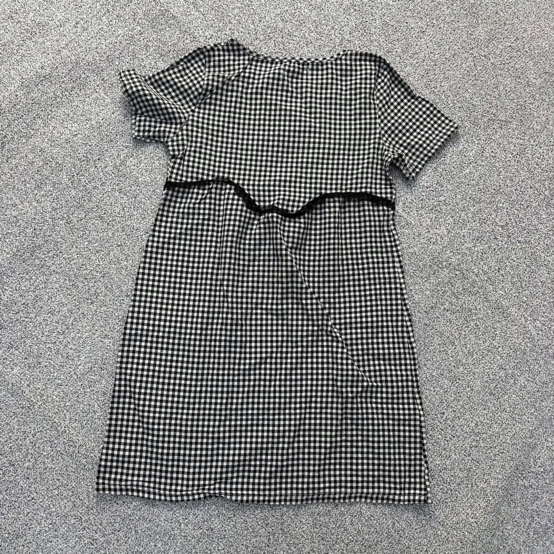 실측확인 빈티지 보세 체크 반팔 원피스 0423J 상품이미지3