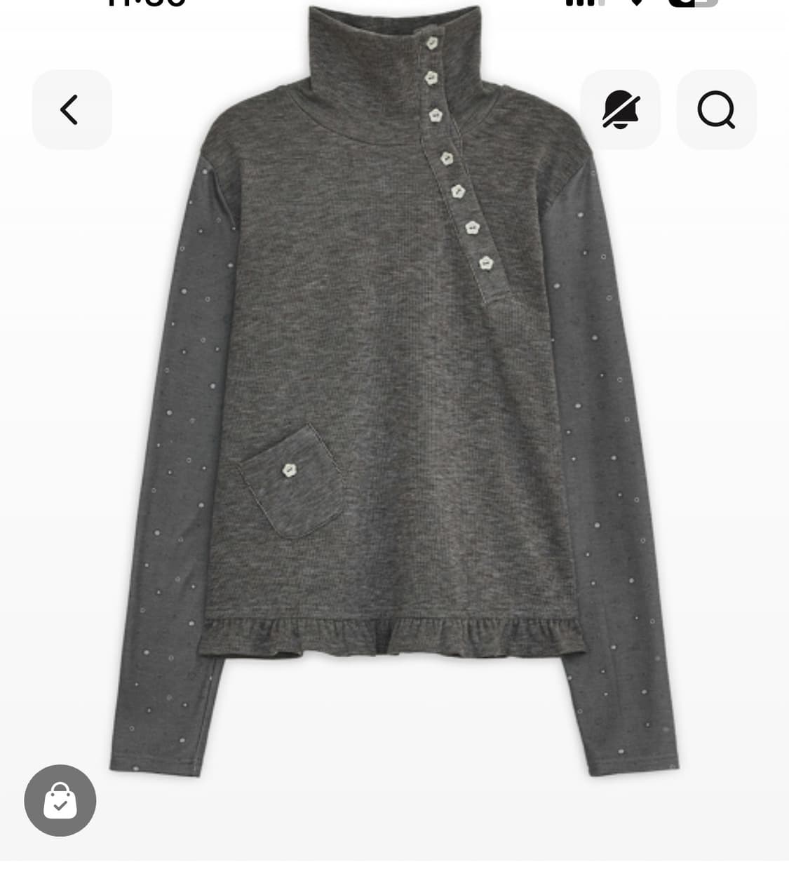 허그유어스킨 플라워 버튼 폴라 탑 브라운 상품이미지1