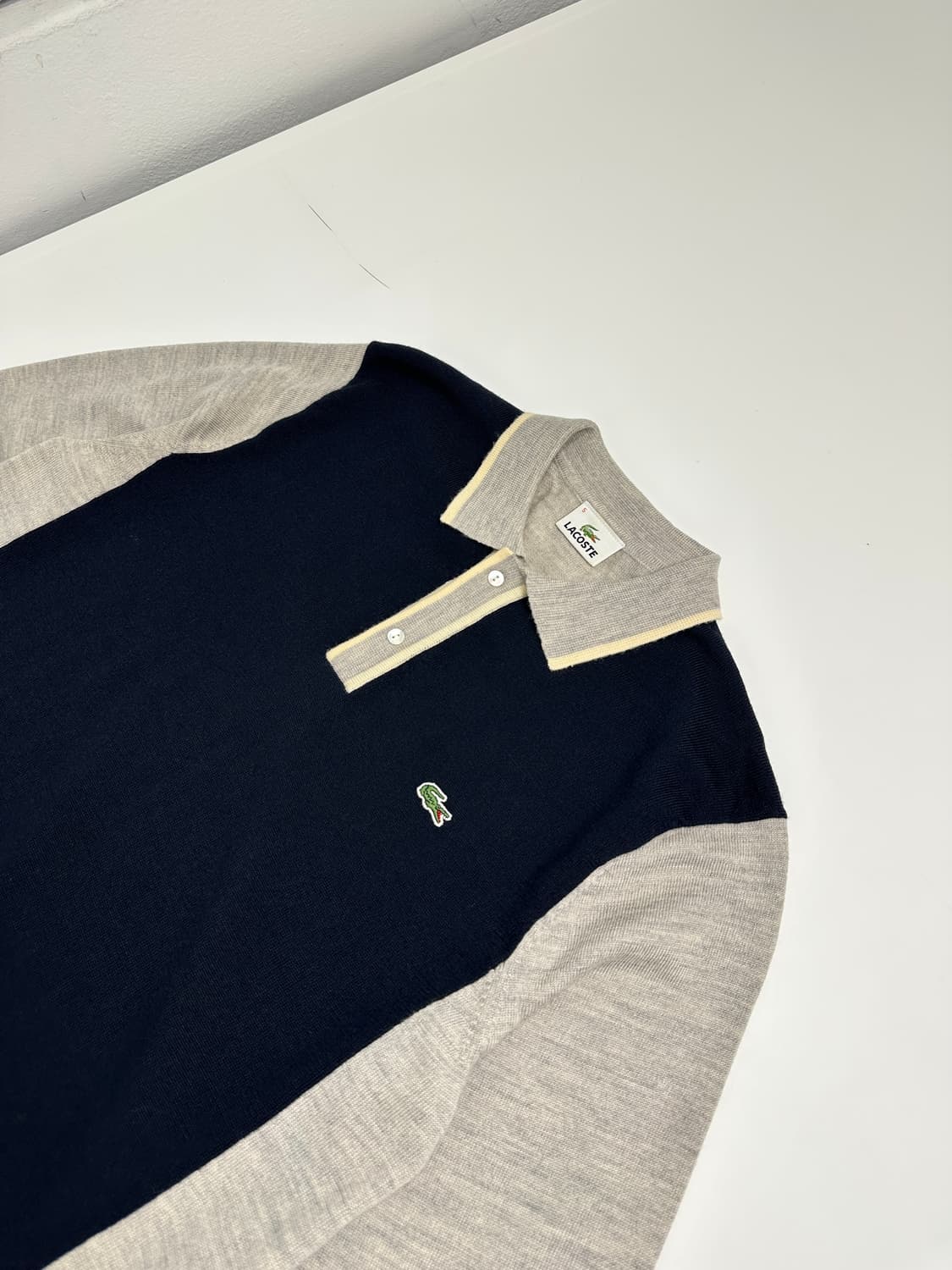 90s 라코스테 투톤 카라 울 니트  상품이미지3