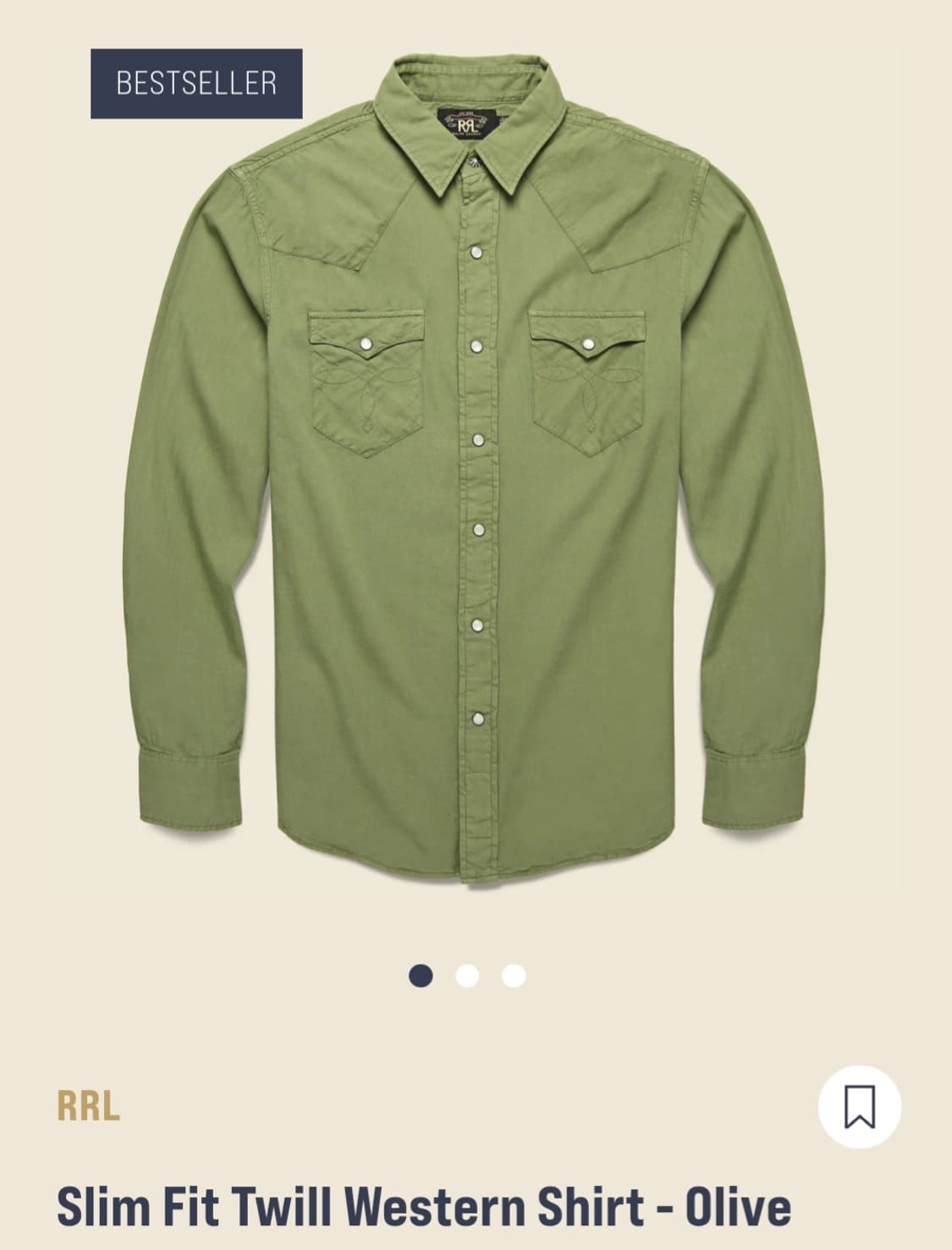 더블알엘 웨스턴 올리브 드랩 셔츠 XXL 상품이미지1