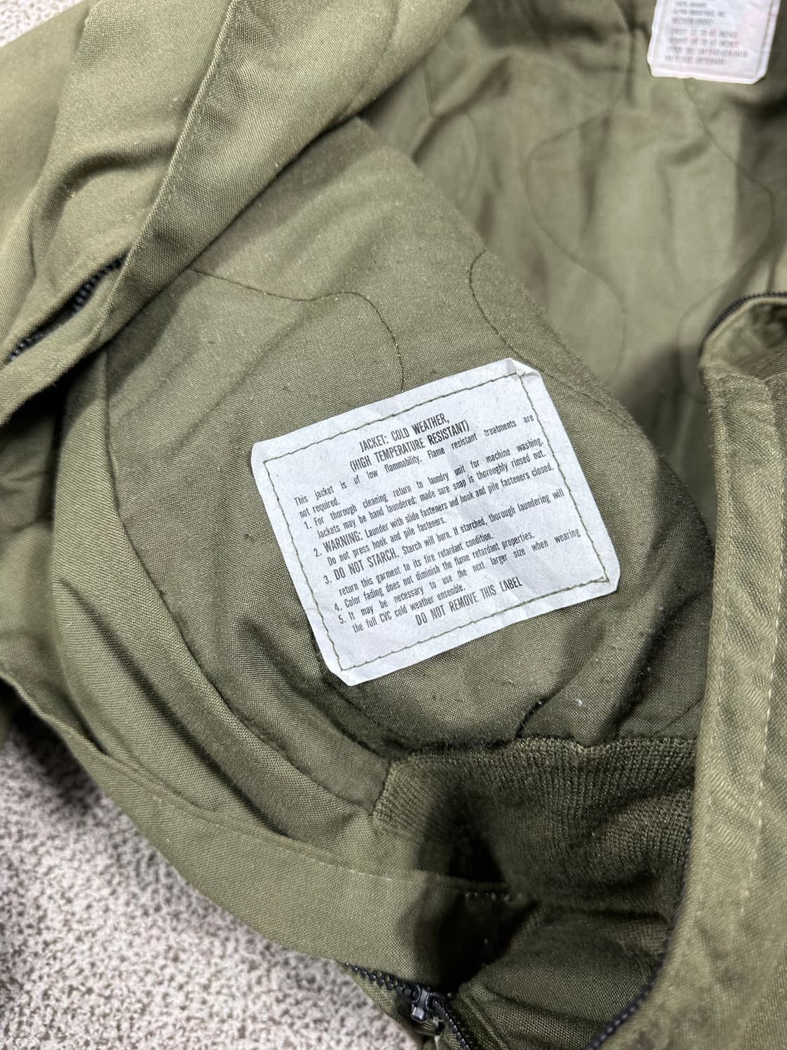미군 86년 알파인더스트리 cvc탱커자켓 m 숏 상품이미지5