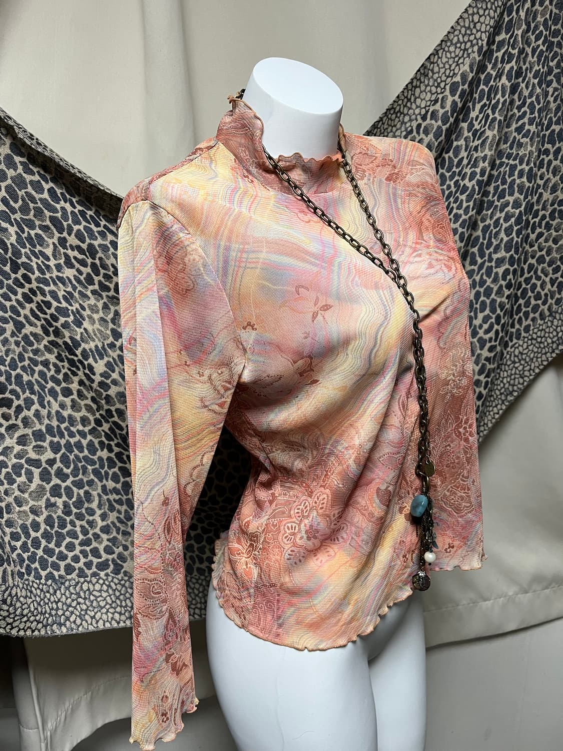 페이즐리 오리엔탈 멀티컬러 메쉬 탑 상품이미지5