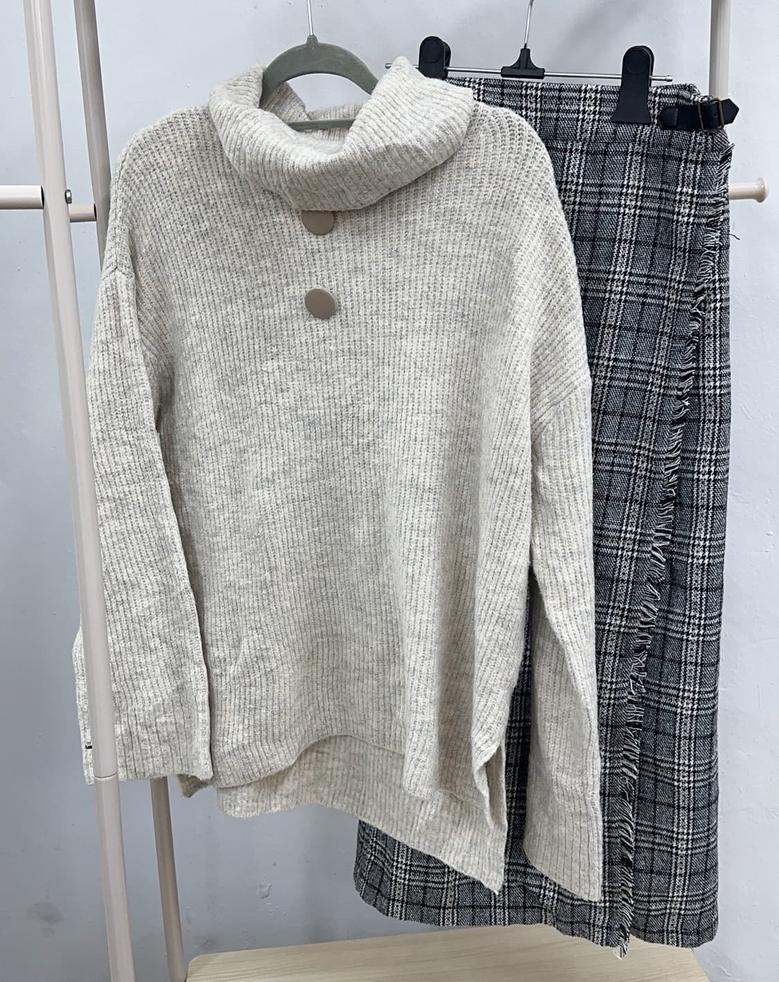 🧤사와코의 하프넥 코디세트 🧤 니트 롱 체크 스커트 그런지 겨울 상품이미지4