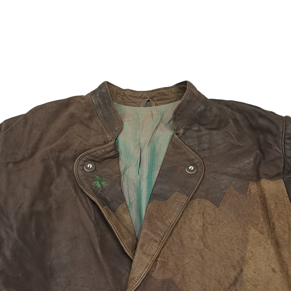 CL334 XL 80s 서독판 가죽 패치워크자수 브라운 자켓 아우터 상품이미지2