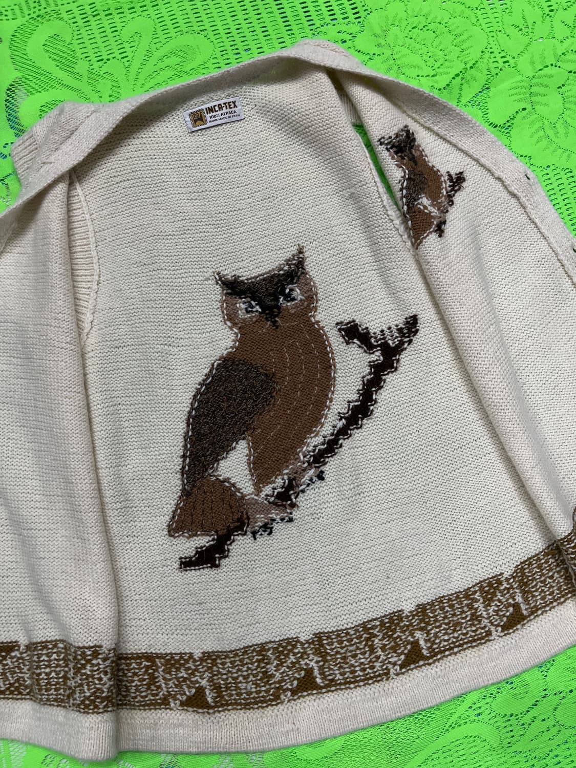 코위찬 Alpaca 100% 부엉이베스트 hand made in peru 상품이미지8