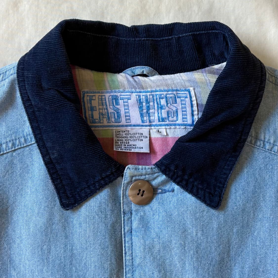 [102-105] 80s USA EAST WEST 샴브레이 데님 헌팅자켓 상품이미지3