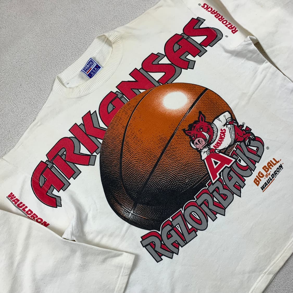 90's Wauldron Sports 아칸소 레인저백스 팀 빅로고 긴팔티 상품이미지2