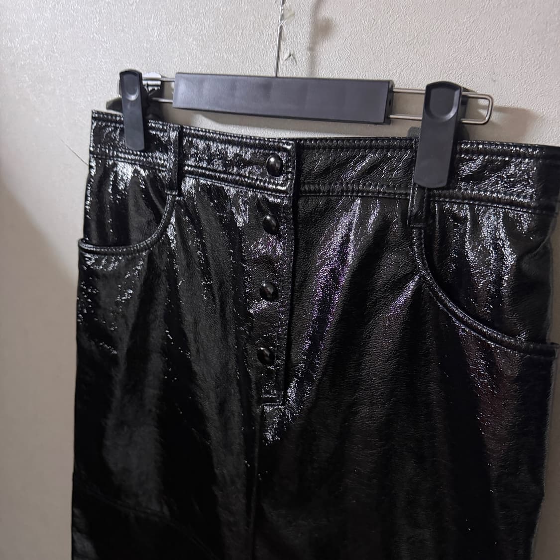 MSGM 블랙 크링클 인조 가죽 팬츠 42 (여성 66정도) 상품이미지3