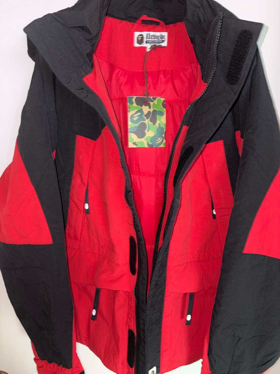 (새상품) Bape 베이프 나일론 스노우보드 패디드 자켓 레드 상품이미지3