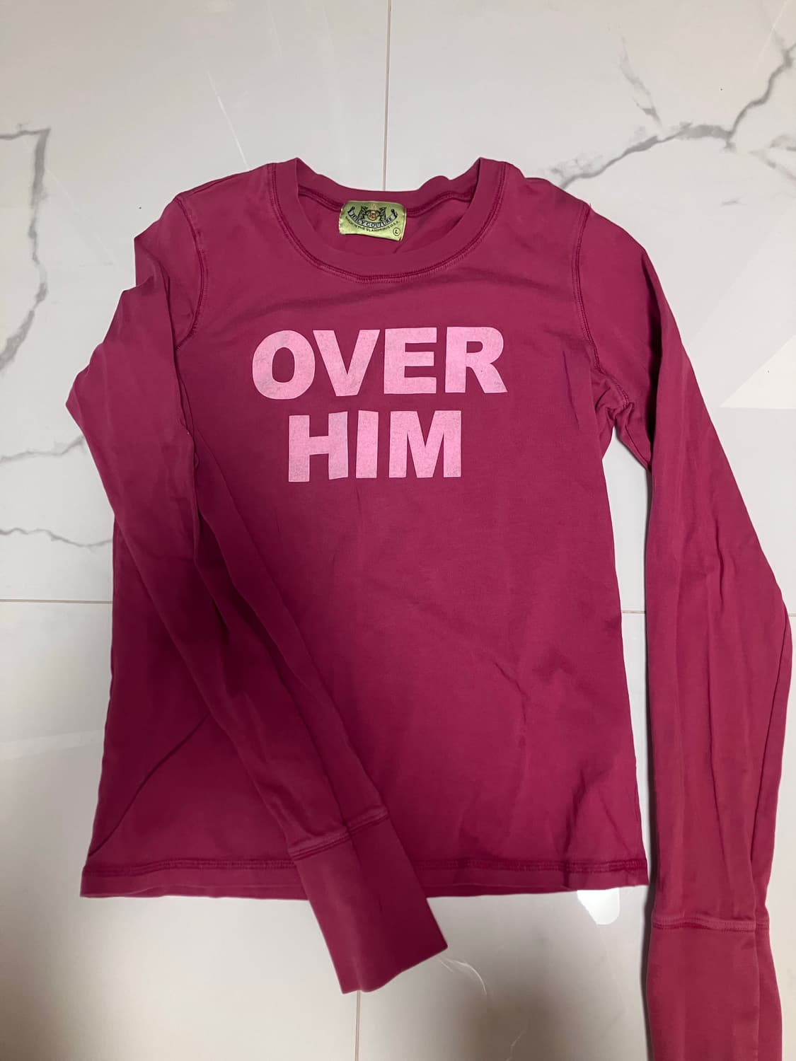 Y2K 쥬시 꾸뛰르 핑크 롱 슬리브 티셔츠 L 쭉티 상품이미지1