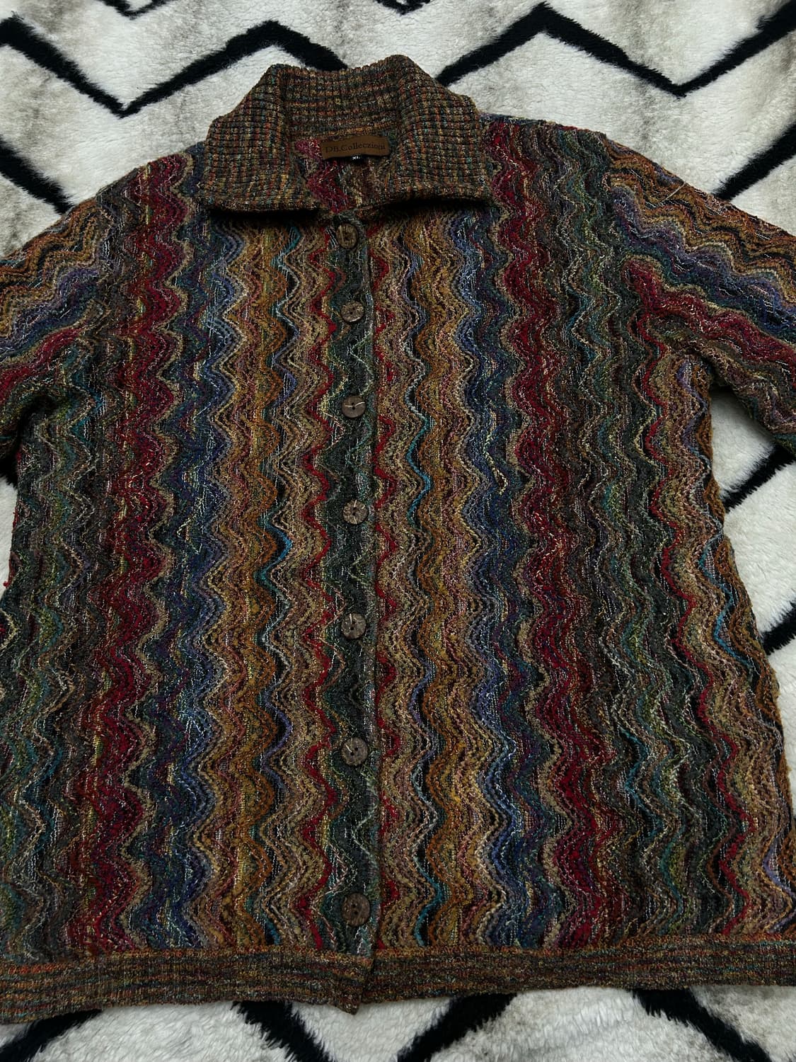 [XL]빈티지 멀티컬러 에스닉패턴 니트집업 자켓 상품이미지3