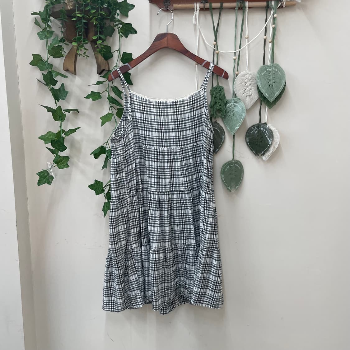 모리 페어리 레이스 포인트 체크 캉캉 끈나시 원피스 상품이미지4