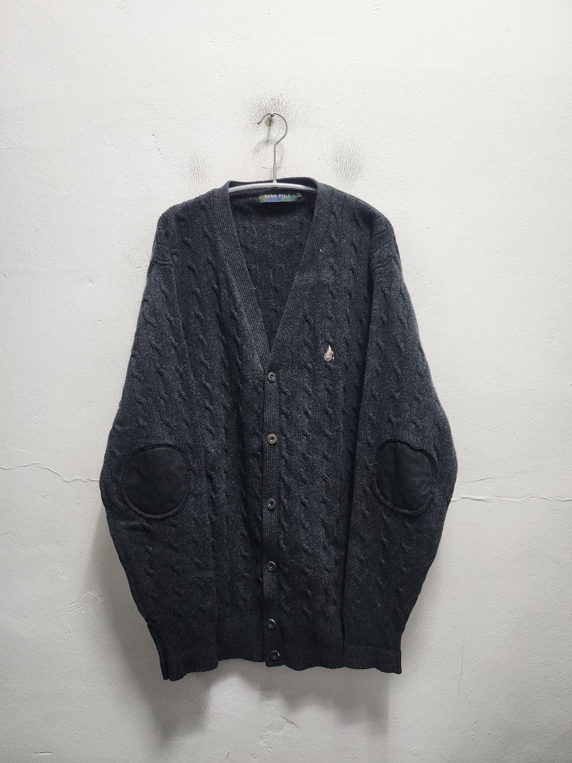 빈폴 엘보패치 꽈배기 울 가디건 상품이미지1