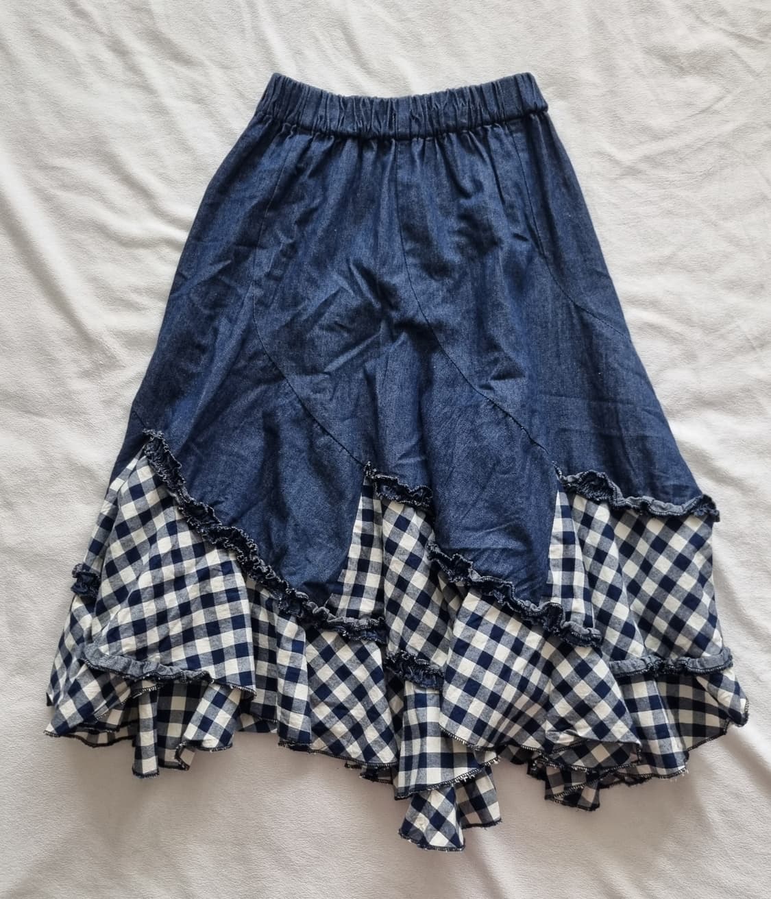 빈티지 모리걸 하구미 체크 청 스커트 상품이미지1