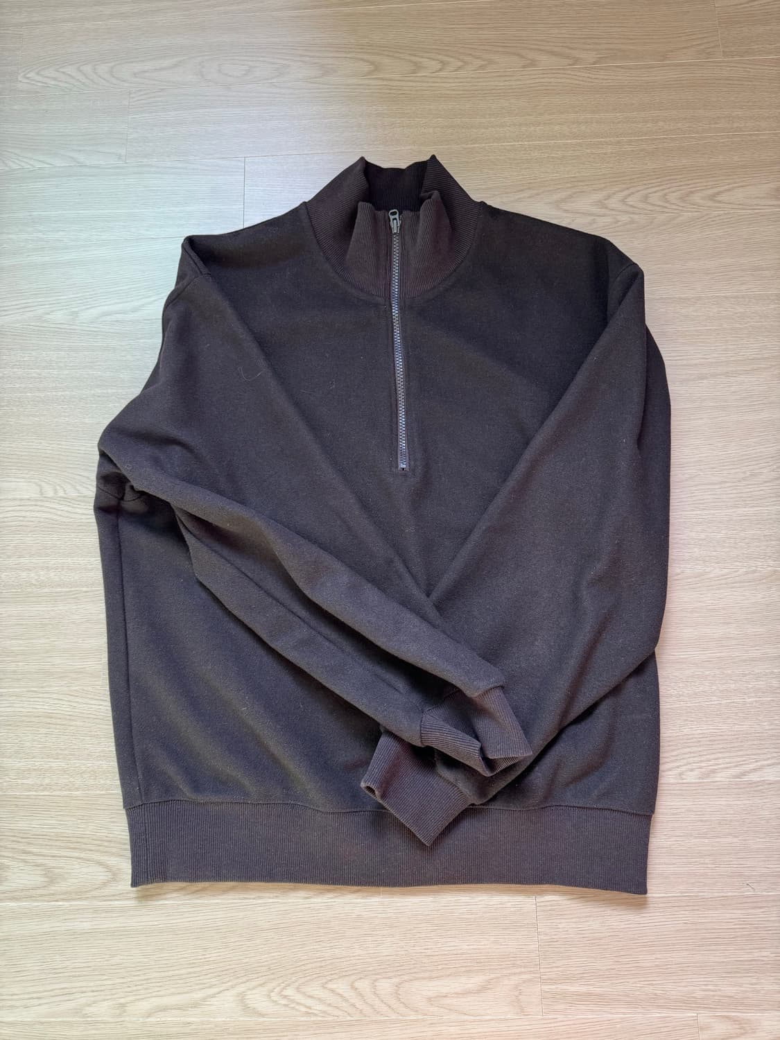 유니클로 브러시드하프집스웨트셔츠 다크브라운 L 상품이미지2