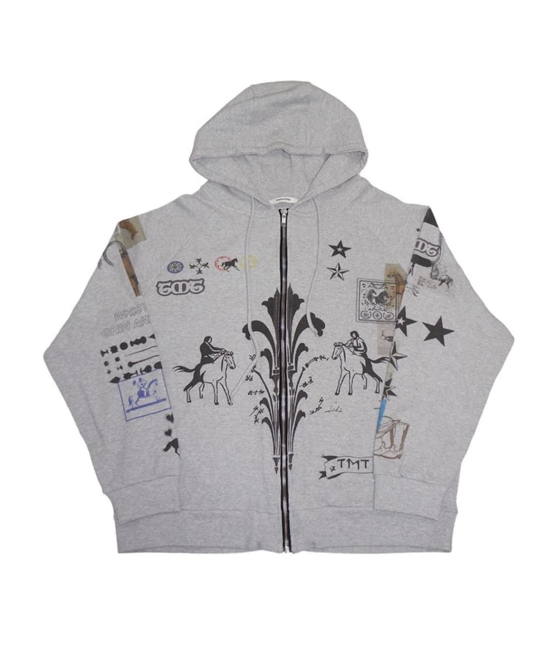 투머치택스 프린티드 와플 집업 후디 그레이 상품이미지6