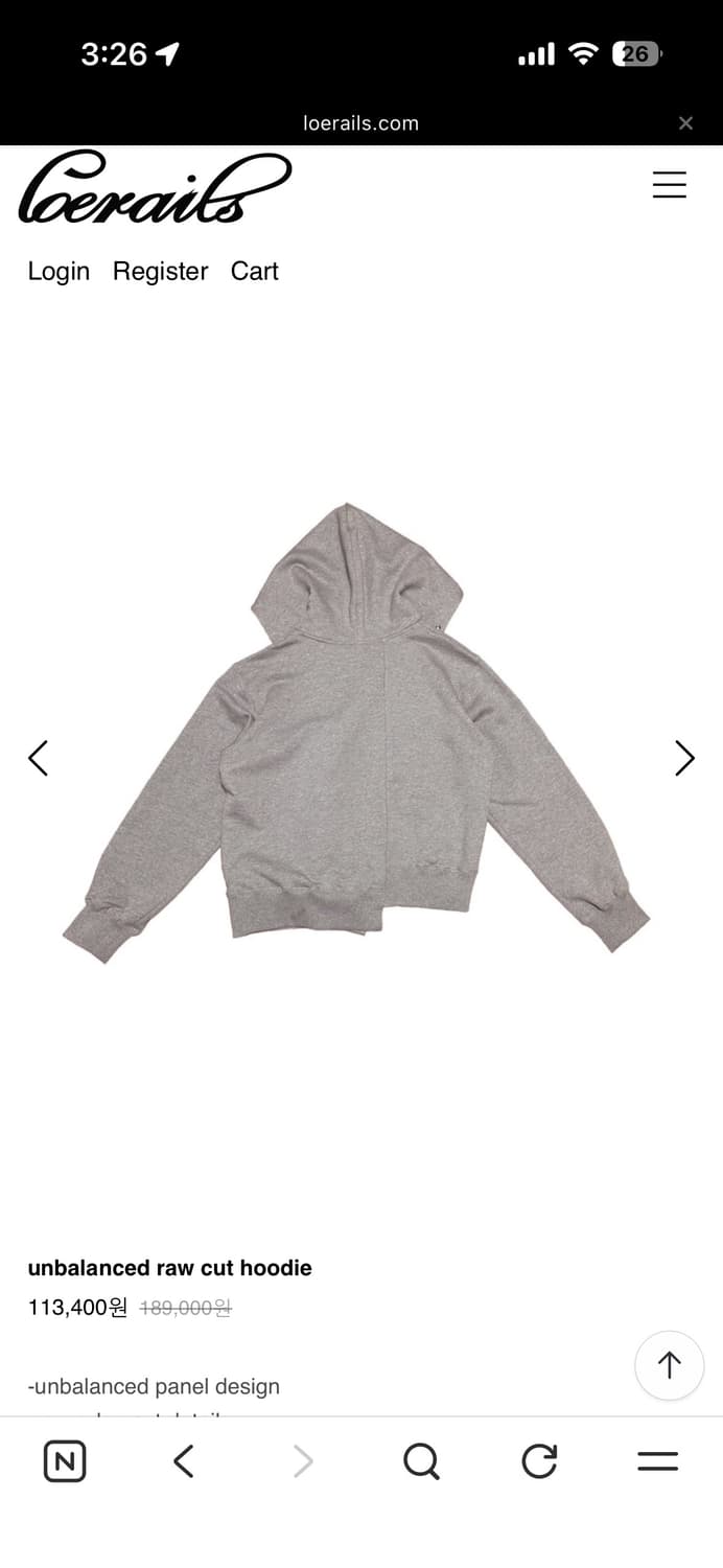 로레일즈 언발란스 로우 컷 후디 상품이미지3