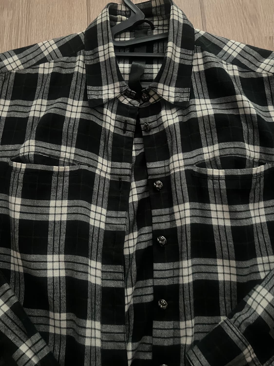 교신가능)크롬하츠 패치 12버튼 체크 셔츠 상품이미지5