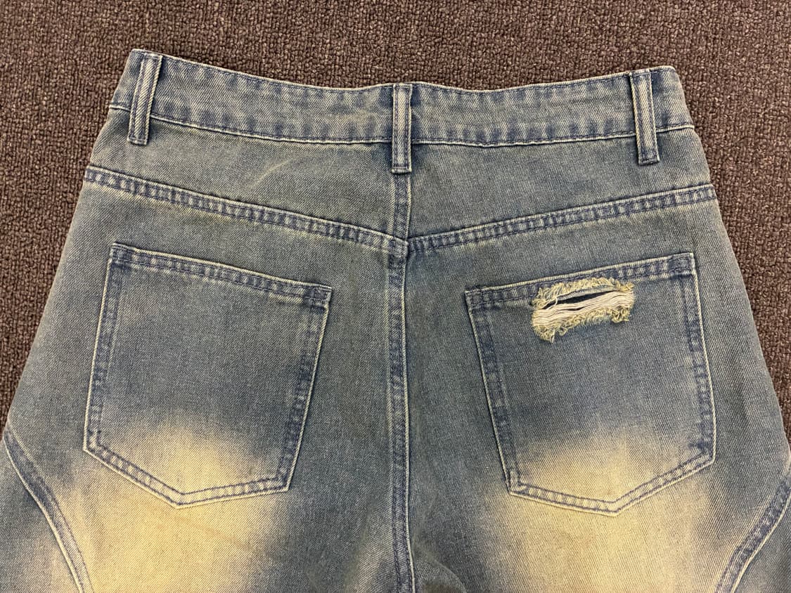 XS)Japanese vintage 여성 데미지 와이드 데님팬츠 상품이미지8