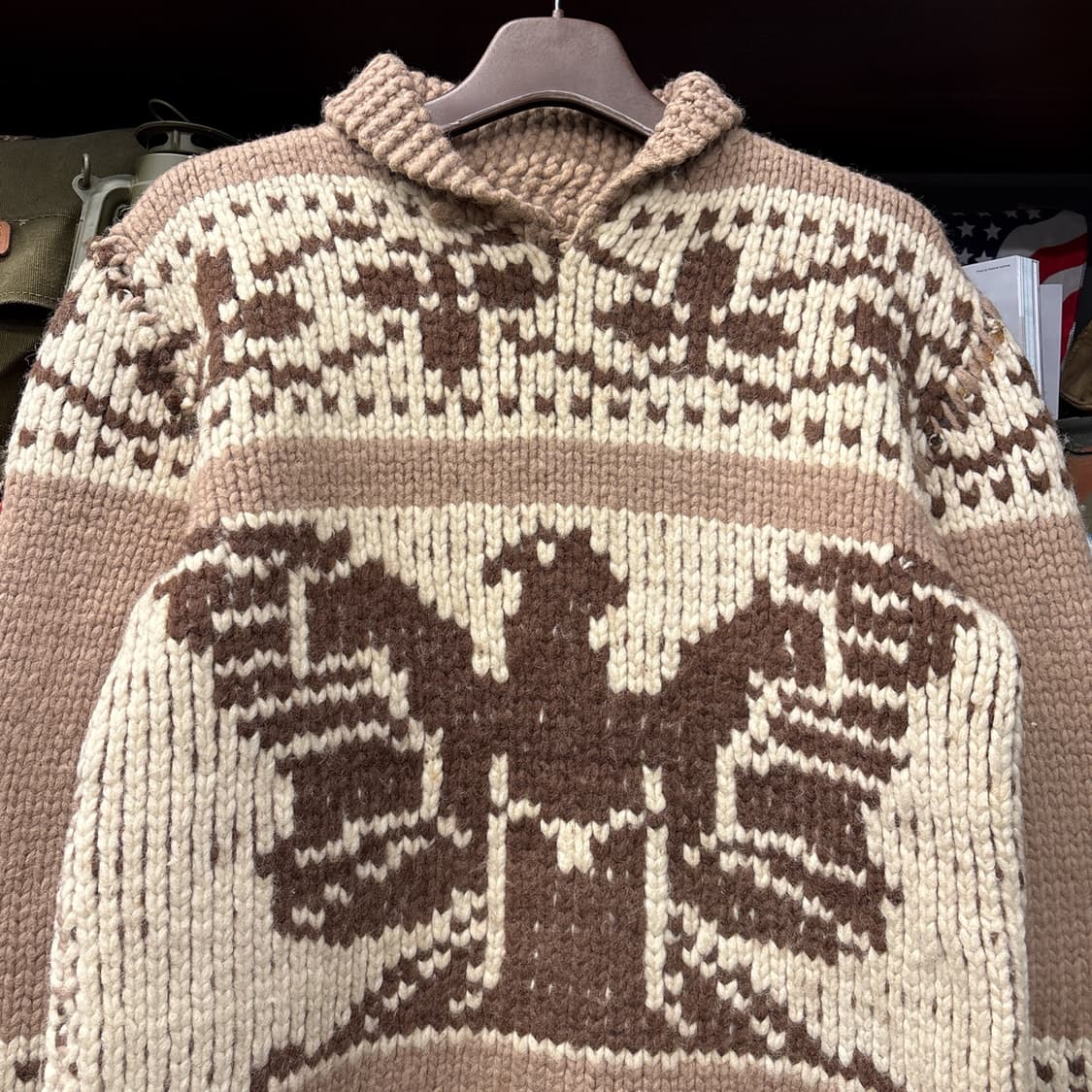 70s 오리지널 썬더버드 천둥새 네이티브 헤비 코위찬 스웨터 N94 상품이미지3