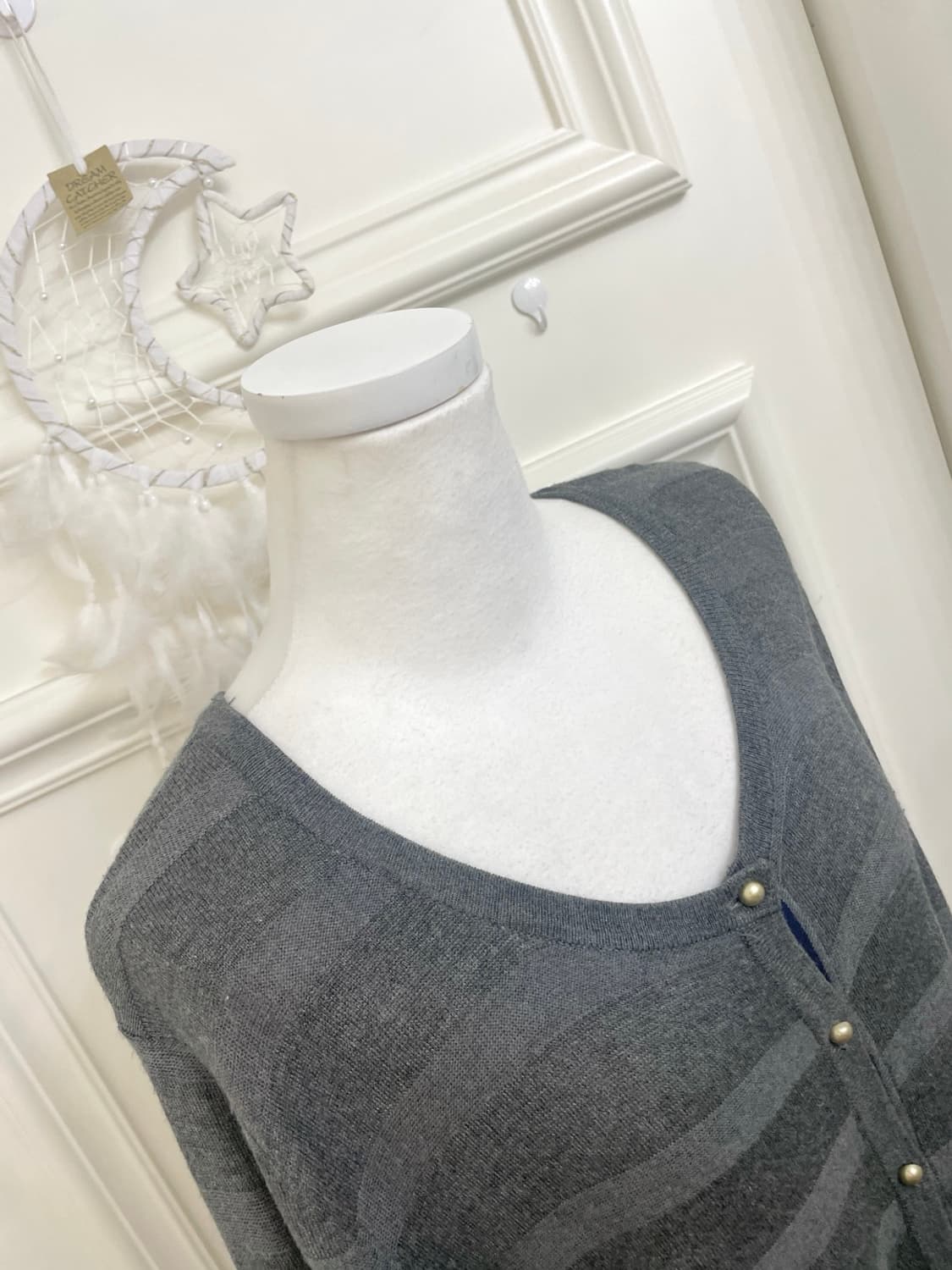 dark gray stripe loose over cardigan 상품이미지7