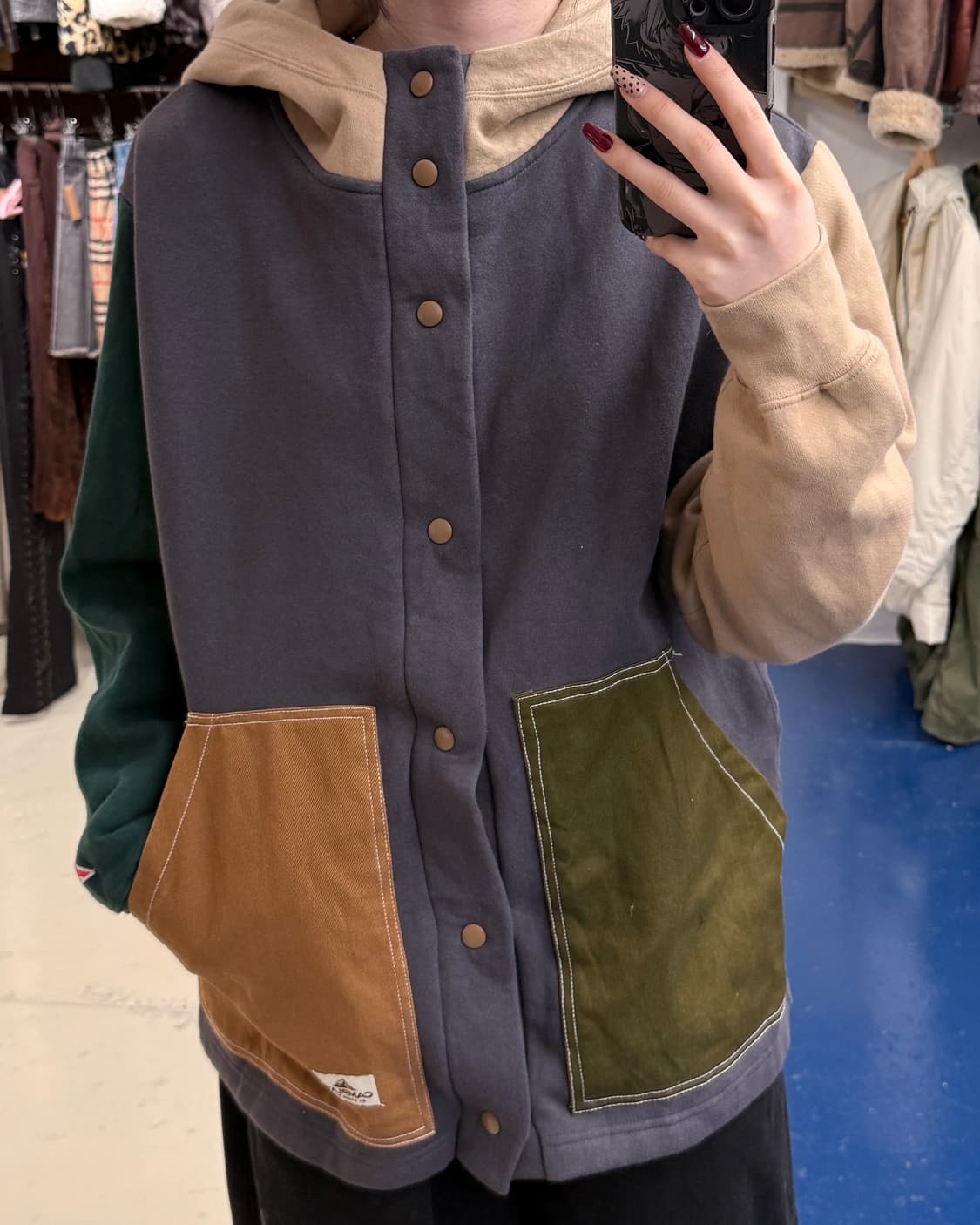 Camplay 컬러블록 히피 후드 자켓 상품이미지1