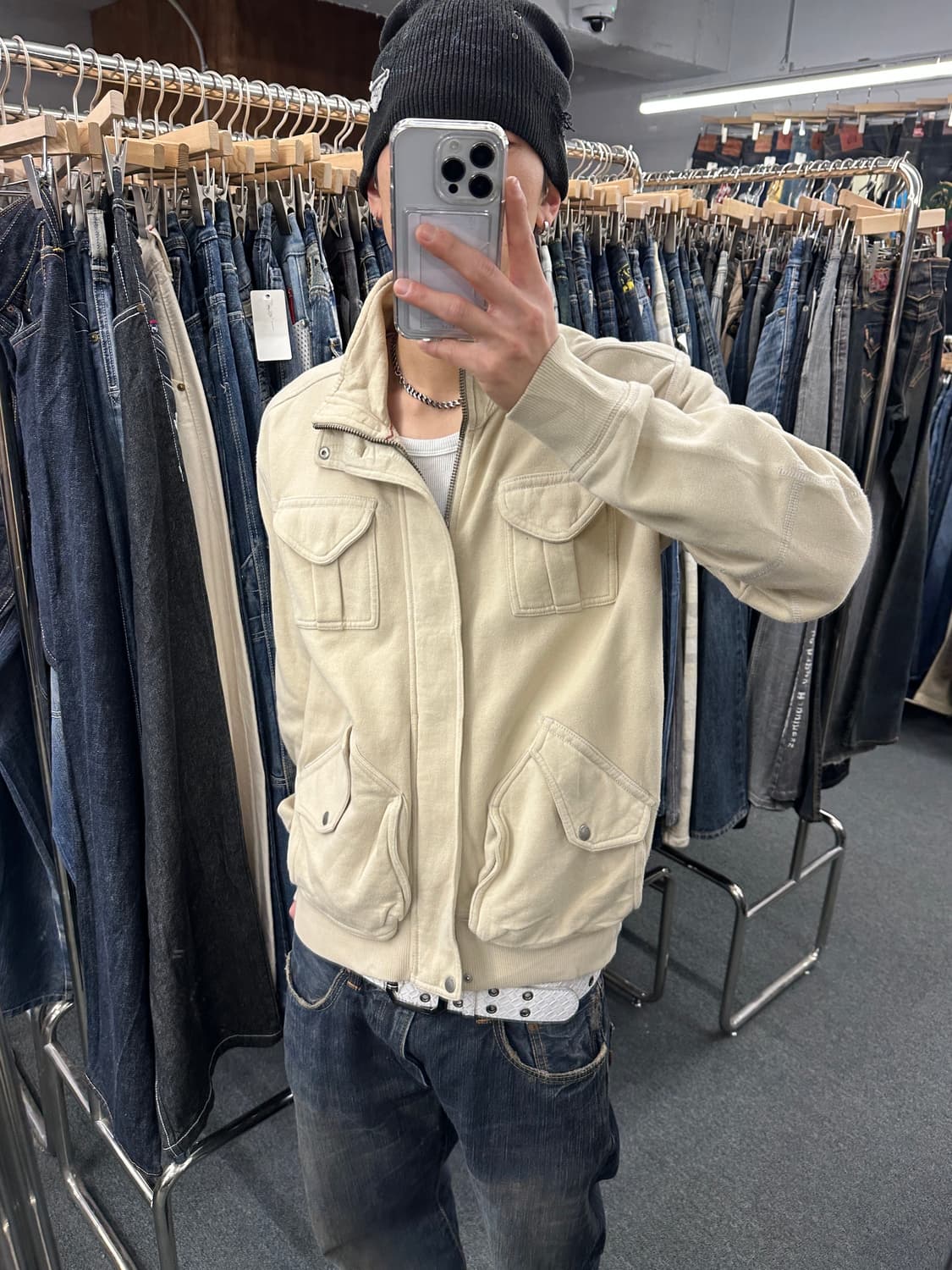 S) 팀버랜드 아이보리 포켓 스웻 집업 상품이미지2