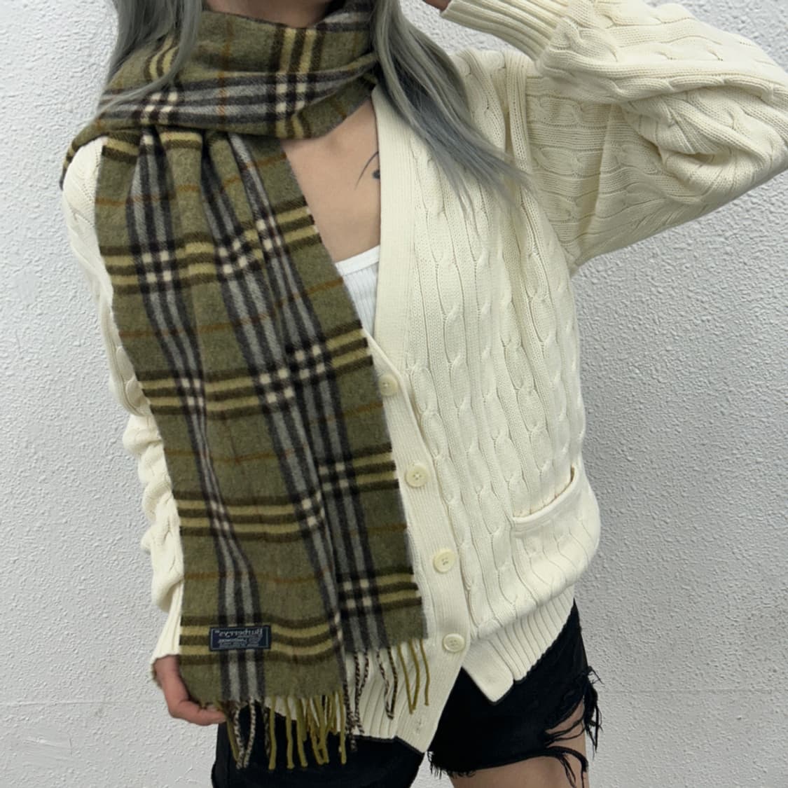 버버리 그린 노바체크 램스울 머플러 상품이미지2