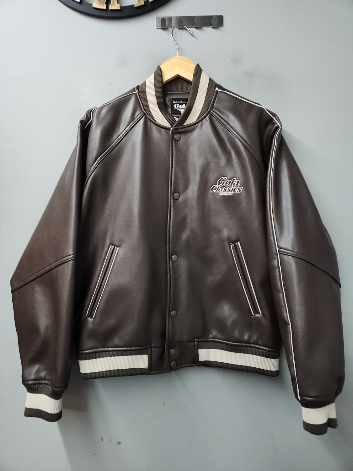 골라 Gola 시네틱 레더 바시티 자켓 상품이미지2