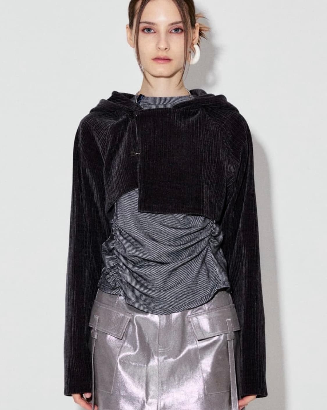 Corduroy Bebeto hoodie bolero (charcoal) 상품이미지2