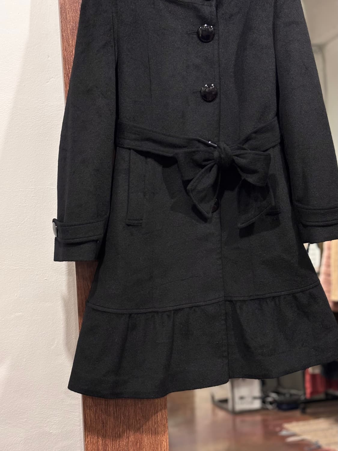 빈티지 러블리 하이넥 블랙 프릴 코트 갸루 상품이미지8