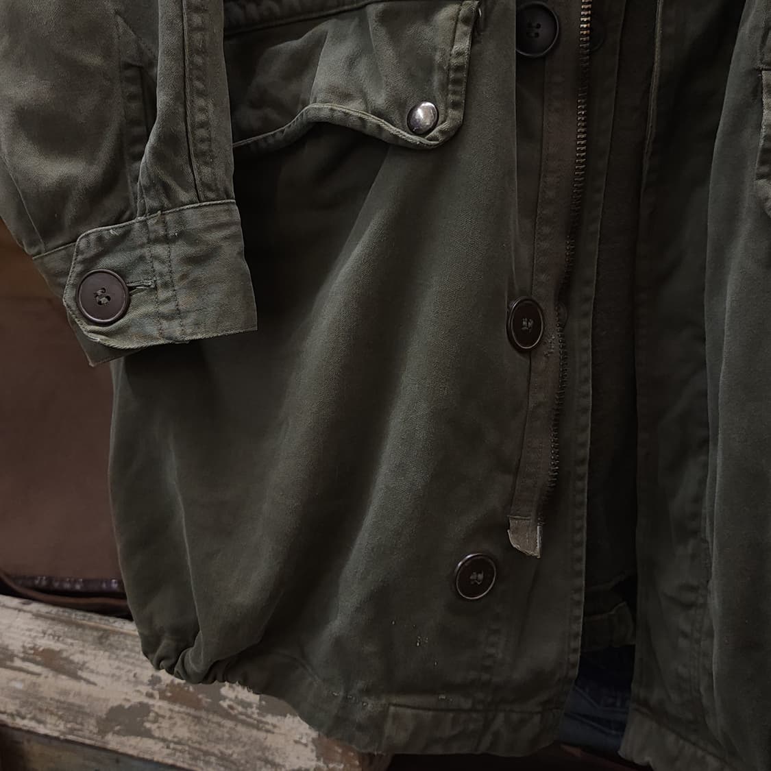 빈티지 프랑스군 m64 밀리터리 모즈파카 올리브 그린 페이딩 108c 상품이미지5