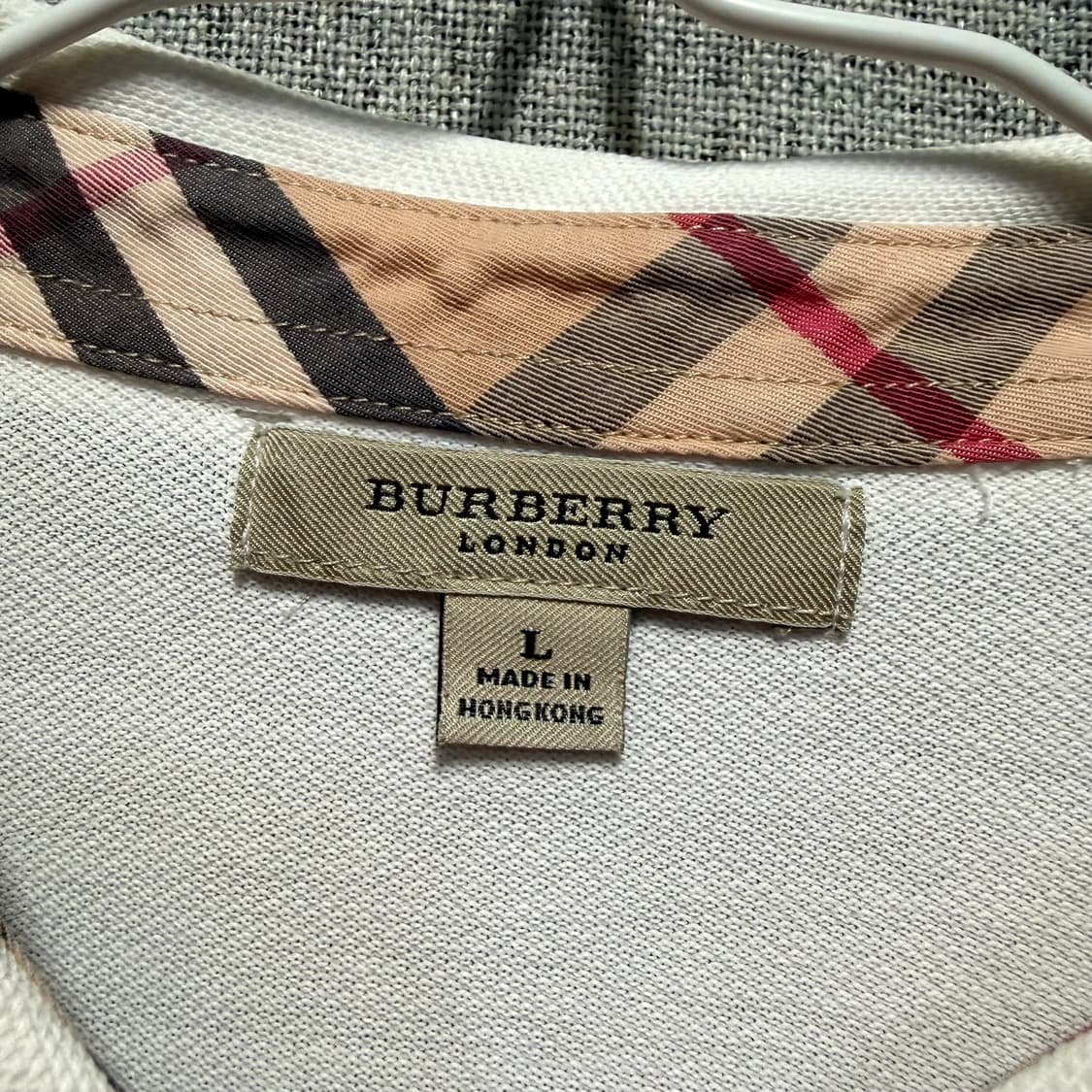버버리 화이트 체크  칠부 카라 티셔츠  상품이미지4