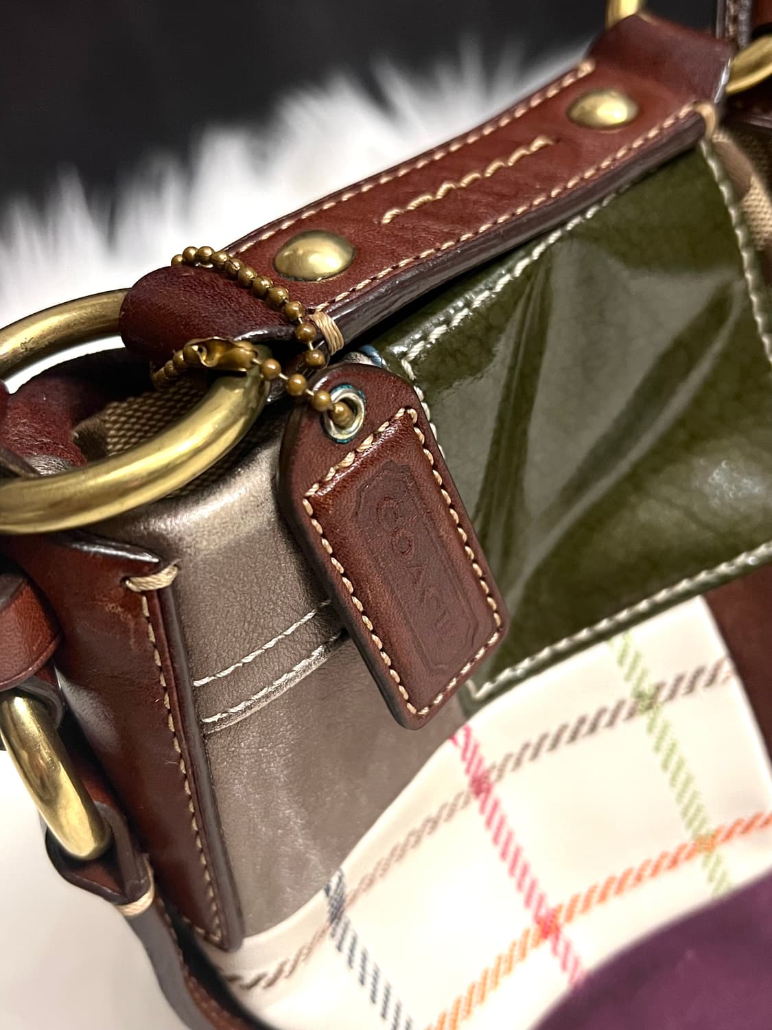 90s coach 패치워크 아카이브 레더 스웨이드 숄더백 토트백 상품이미지7